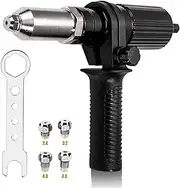 Bestgle Cordless Drill Electric Rivet Gun Adapter, Riveting Drill Adapter Riveter Insert Nut Tool with 2.4/3.2/4.0/4.8mm Diameter Rivet Head and Handle Wrench Black