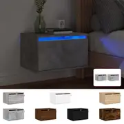 Wall-mounted Bedside Cabinet with LED Lights Side Table Nightstand vidaXL