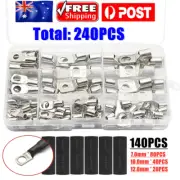 240x Bare Copper Cable Lugs Ring Terminals Battery Electric Wire Crimp Connector