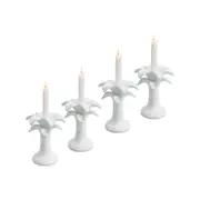 4PK Ceramic 17cm Taper Palm Candle Holder Home Decor - White