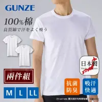 在飛比找momo購物網優惠-【Gunze 郡是】日本製 兩件組 抗菌防臭加工 100%純