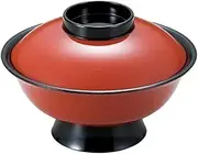 [A] 5.5 inch Low Daimyo Bowl Vermilion Brim Black (No Tier) | Simmered Bowl [6.4 x 4.3 inches (16.3 x 10.9 cm) (600cc)]