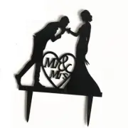 Wedding Bride Groom Acrylic Mr Mrs Cake Topper Black