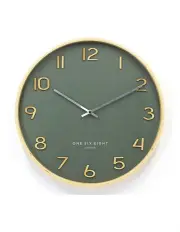 [One Six Eight London] Wallace Silent Wall Clock 53cm in Olive Green