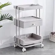 MegLob Mobile Salon Spa Trolley, Beauty Salon Storage Tool Cart, Professional Salon Trolley Cart with Blocker, 3 Tier Rolling Esthetician Trolley Stand Cart, Rolling Carts for Hair Stylist,White pro