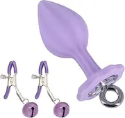 Wearable Flower Base Butt Plug Silicone Massage Butt Plug with Female Training Adjustable Nipple Clamp Anal Sex Toy