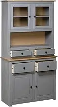 Solid Pine Wood Highboard - Panama Range Storage Cabinet for Living Room & Bedroom, 93x40.5x180 cm, Durable & Stylish Grey Finish