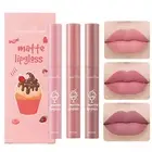 3 Colours Nude Matte Lipstick Set,24 Hour Natural Lip Glazes Velvet Air Moisture