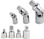 TULKUCBZBP 1/4 Inches 3/8 Inches 1/2 Inches Universal Joint Set Ratchet Angle Extension Bar Socket Adapter Manual and Pneumatic Bendable Adapter Socket Tools Socket Set(7pcs-Silver)
