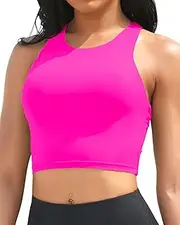 [Yonique] Women Bikini Top Only Crop Swim Top Longline Swimsuit Tops High Neck Bathing Suit Top