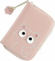 [TINEASUR] Delicate Cat Wallet Change Purse Lightweight Coin Holder with Zipper Design for Cards Travel Business Gym and Outdoor Activities