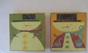 Snowman shadowbox Christmas theme sign ~ snowmen ~ 2pc Collins hw-4171 4170 NEW