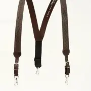 N8512402 Nocona Brown Gallus Leather Suspenders with Basketweave Tooling NEW