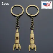 2pcs Lot Rocket Spaceship Pendants Keychain Classic Sci-Fi StarShip Gift Bronze