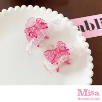 在飛比找momo購物網優惠-【MISA】透明髮夾 蝴蝶結髮夾/韓國設計甜美透明蝴蝶結造型