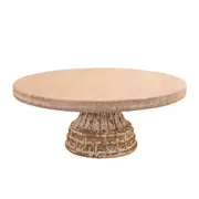 Kitchen Plate Wooden Cake Stand Timber Carved Base Medium
