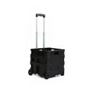 Grocery Basket Foldable Shopping Cart Trolley Wheels Folding Crate Portable