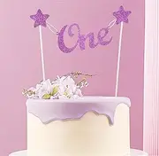 HQKJGSYX One Cake Topper Happy Birthday Cake Topper Baby Shower Cake Topper Purple Glitter Cake Topper Picks 1st Birthday Party or Boys Girls Women Men Wedding Anniversary Party Cake Decorations