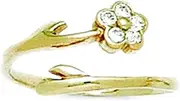 [JewelryWeb] 14k Yellow Gold CZ Simulated Diamond Top Adjustable Flower Body Jewelry toe ring-toe ring for Women