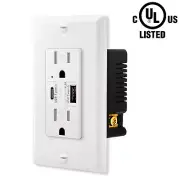 Dual USB Ports Type C/A Wall Outlet Charger Receptacle 4.2A,Tamper Resistant 15A