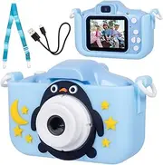 Lenoxx Kids Digital Camera with Dual Front & Rear Lens, 4X Digital Zoom, 1080P HD Video Recording, 2.0” Screen, Fun Filters, Frames & Games, 32GB Card Included – Blue