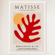 Galrie Henri Matisse Vintage Red Leaf Exhibition Print at Berggruen & Cie, White Frame, A4 21 x 30cm (8 x 12inch)