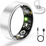 Smart Ring Health for Women & Men,with Charging case,No App Subscription Wearable for Sleep,IP68 Waterproof,8 Sports Modes,Compatible with iOS/Android(Silver, #13)
