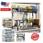 Black Metal Over Sink Dish Rack – Adjustable & Sturdy 2 Tier Kitchen Solution
