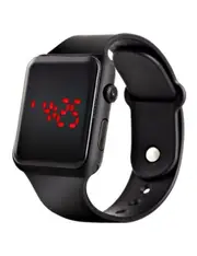 V5 Brand Unisex Rubber Led Bracelet Digital Wrist Watch- Black