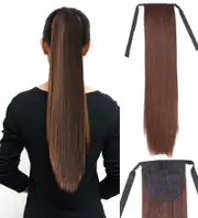 22" Light Brown Hair Quality Extension Synthetic Hair Ponytail Straight Ribbon