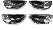for BMW 5 Series F10 F11 F18 2010-2017 Left Right Carbon Fiber Inner Unlock Door Handle Bowl Cover Trim Replacement Car Inner Door Handle(4pcs Set)