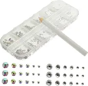 FRCOLOR 1 Set Bling Rhinestones for Nails Flatback Gems with Nail Pen for DIY Manicure Crafts and Face Art Decoration for Home and Creative Projects