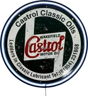 LARGE Castrol Motor Oil Bar Garage Wall Light Sign White Neon