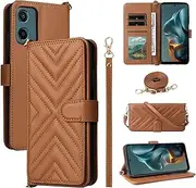 Compatible with Oppo A78 4G Cover,Flip Kickstand Double Card Slot Wallet Case Brown