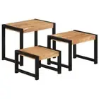 Wooden Nesting Tables 3 Pcs Vintage Style Stackable Coffee Side Accent Table Set
