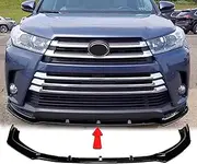 MUTUSAISI Bright Black Front Bumper 3-Stage Lip Spoiler Fit for Compatible with Toyota Highlander 2017-2019