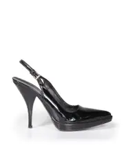 Black Patent Pointed Toe Slingback Heels