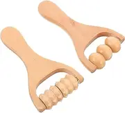 Gatuida Wooden Massage Roller 2pcs Handheld Full Body Ball Roller Ease Muscle Tension for Back Neck Foot Calf Leg Arm Muscle