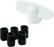 Prime-Line Products H 3892 Operator Tee Handle, 1-1/8 in. x 2-3/8 in., Diecast, White, Universal Spline Adaptors (2-Pack)
