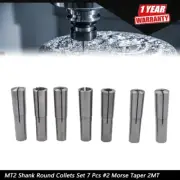 MT2 Shank Round Collets Set 7 Pcs #2 Morse Taper 2MT Chuck 1/8" -1/2"