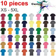 10 Packs T-SHIRT Blank Plain Basic Tee S - 5XL Small Big Men Heavy Cotton Bulk