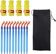 TRIWONDER Aluminum Tent Pegs Tent Stakes Ground Nails Reflective Guylines with Tent Cord Tensioners for Outdoor Camping Hiking
