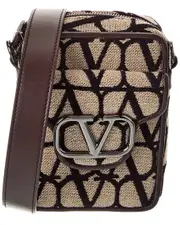 Valentino VLogo Loco Mini Toile Iconographe Canvas & Leather Shoulder Bag