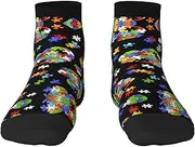 [pvinnk] Autism Awareness Puzzle Pieces Heart Print Functionality Socksing Adult Socks For Workout Winter Warmth And