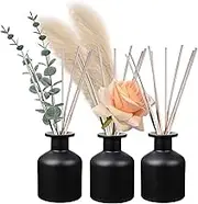 HOSSIAN Diffuser Glass Bottles Black -Empty Reed Diffuser Bottle With Sticks-Set of 3 pcs 150ml Fragrance accessories use for DIY replacement reed diffuser sets