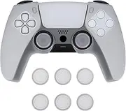 PlayVital Pure Series Dockable Model Anti-Slip Silicone Cover Skin for ps5 Controller, Soft Rubber Grip Case for ps5 Wireless Controller Fits with Charging Station with Thumb Grip Caps - Clear White