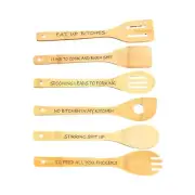 6Pcs Cooking Utensil Bamboo Spoons Spatula Cooking Cookware Kitchen Gadget Tools