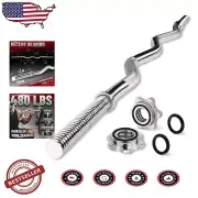 480LB Stainless Steel Curl Bar with Star Lock Collars for Enhanced Grip