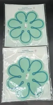 Lot of 2 Decorative Faceplate Covers Light Switches Outlet Flowers Teal