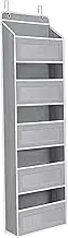 Over The Door Organizer 57.5x16 Inch 5 Tier Non-Woven Door Organizer Hanging with Side Pockets & Hooks for Pantry, Nursery, Bathroom, Bedroom, Kitchen, Dorm Hanging